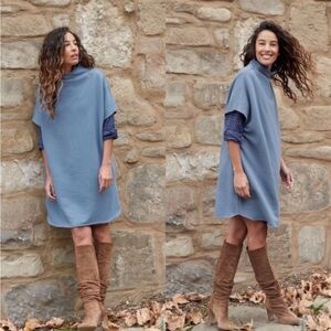 Frank & Eileen Women’s Ella Dress Triple Fleece Funnel Neck Slate Blue Sz XS/S